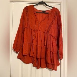 American Eagle eyelet top - burnt orange - size large